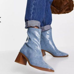 ASOS DESIGN Raider mid-heel ankle boots in blue
